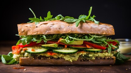 sandwich with ham and vegetables