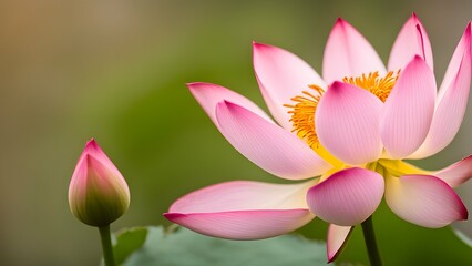 Minimalist grace of a single, blooming lotus flower against a plain background.
