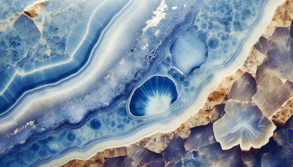 Fototapeta premium Tekstura, agat, kamień szlachetnym w kolorze morskim, generative ai
