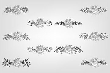 Set botanic blossom floral elements Decorative for Invitation