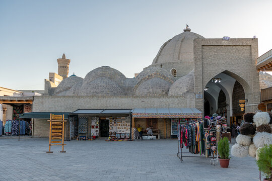 Main building of Toqi Sarrofon, traditional covered bazaar, Bukhara, Uzbekistan