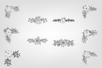 Obraz premium Set botanic blossom floral elements Decorative for Invitation