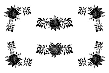 Fototapeta premium Set botanic blossom floral elements Decorative for Invitation