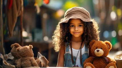 Fotobehang girl with teddy bear © Saad