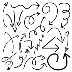Arrow set hand drawn abstract vector illustration