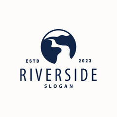 River logo, creeks, simple silhouette inspiration design river flow illustration template