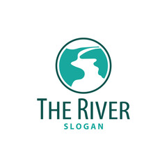 River logo, creeks, simple silhouette inspiration design river flow illustration template
