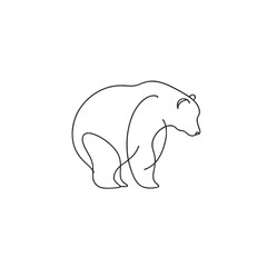 Continuous outline of a bear in one line, simple vector sketch