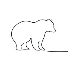 Continuous outline of a bear in one line, simple vector sketch