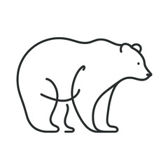 Obraz premium Continuous outline of a bear in one line, simple vector sketch