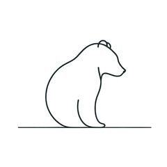 Continuous outline of a bear in one line, simple vector sketch