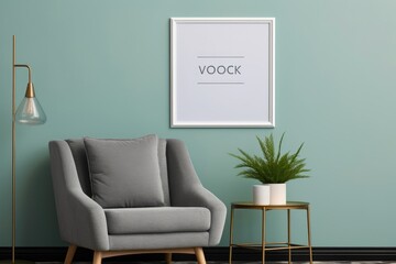 Mock up poster frame in interior background, Scandinavian style, 3D render, Interior mockup with a picture frame on a wall, AI Generated