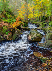 waterfall in autumn forest, Wyming Brook