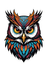 Fototapeta premium Owl head illustration in cartoon style isolated on transparent background.