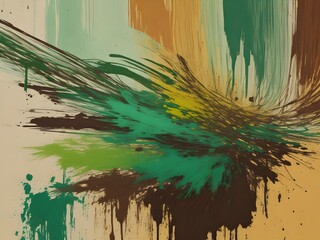 green and brown color paint brush art in background | green and brown abstract modern background for design, light color, sweet color, design color background