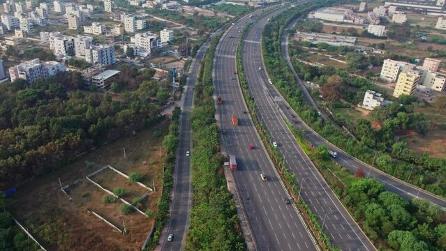 hyderabad nehru outer ring road aerial view daytime 4k drone shot daytime