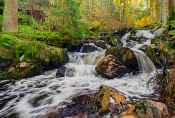 waterfall in the autumn forest, Wyming Brook