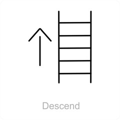 Descend  and way icon concept
