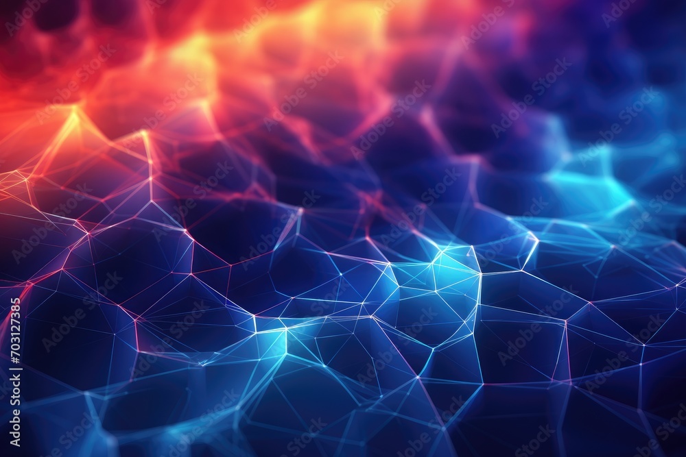 Poster abstract technology background with blue and red polygons. 3d rendering, modern digital abstract 3d 