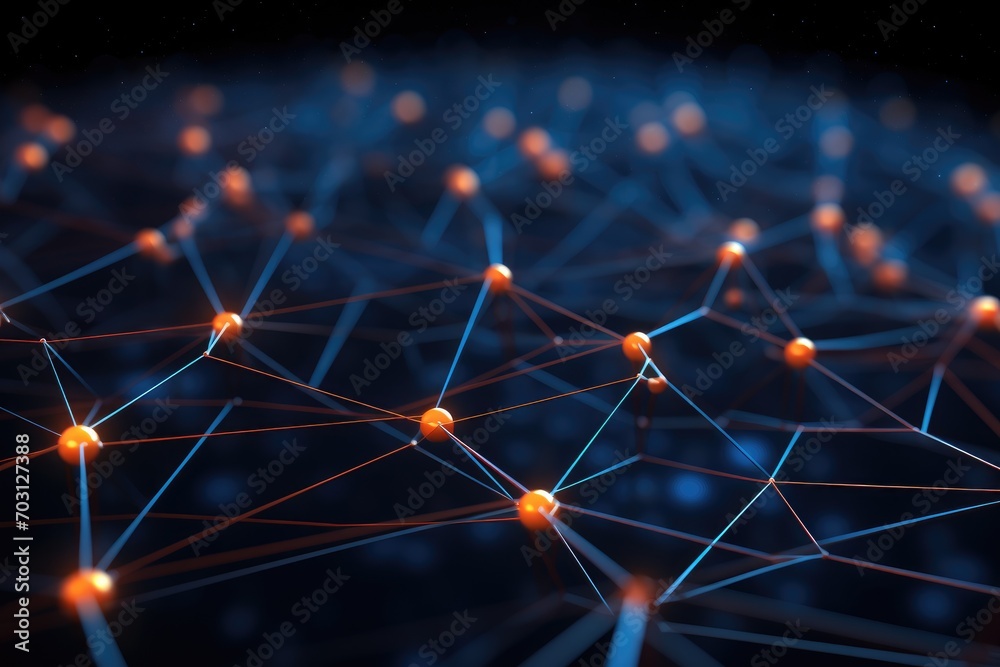 Leinwandbilder abstract 3d rendering of network connection structure. futuristic background with connecting dots an