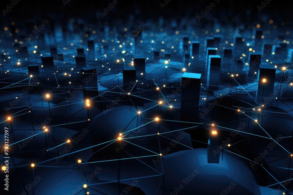 Poster 3d rendering of abstract technology background with connection lines and dots, modern digital abstra