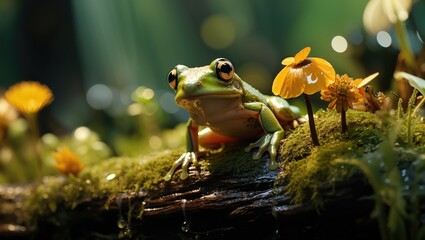 Frog in the rainforest, natural wildlife environment