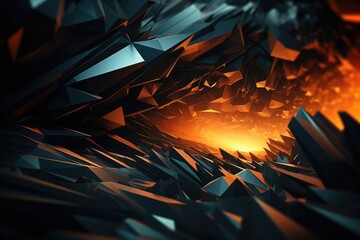 Abstract 3d rendering of chaotic geometric shapes. Futuristic background design, Modern digital...