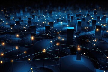 Obraz premium 3d rendering of abstract technology background with connection lines and dots, Modern digital abstract 3D background suitable for describing network abilities, AI Generated