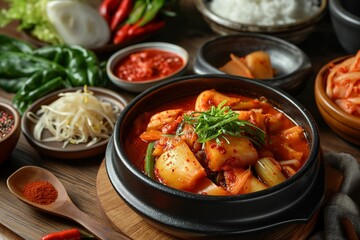Asian cuisine. Korean kimchi. Food
