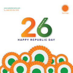 26 january Indian republic day national poster. Happy republic day social media post banner vector design