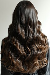 Naklejka premium Beautiful long straight hair, Back from behind. Generative AI.