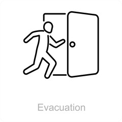 Evacuation and door icon concept