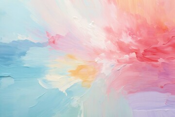 Fototapeta na wymiar Abstract oil paint background. Blue, pink, yellow and white colors, Pastel paint colorful splashes background with a pastel color palette, AI Generated