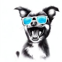 Animal with glasses, dog with glasses, dog, dog print, animal print, printable art, pet print, pet portrait, animal wall art, dog art