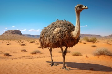 Ostrich in the desert of the Namib Desert, Namibia, Ostrich in the desert HD 8K wallpaper stock...