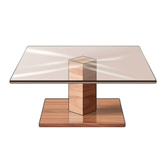 table made with wood and glass isolated on transparent background 