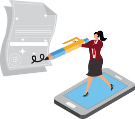 Signing, Contract, Signing, Writing Activity, Abstract, Technology, Businesswoman