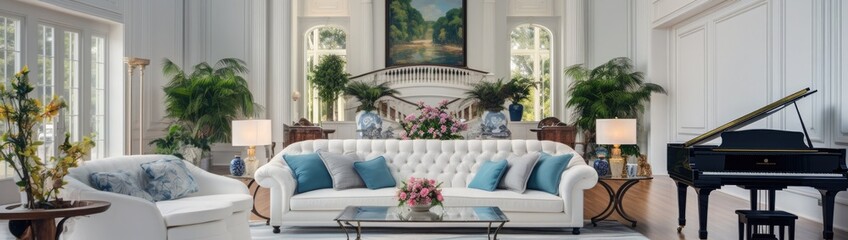 Fototapeta na wymiar Beautiful Living Room in Luxury Home
