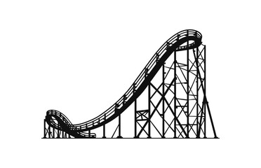 Rollercoaster black Silhouette Vector, Roller coaster Silhouette isolated on a white background - obrazy, fototapety, plakaty