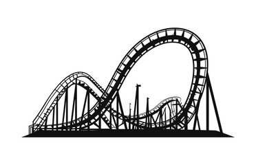 A Rollercoaster black Silhouette, Roller coaster Vector isolated on a white background