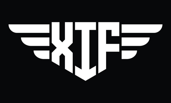 XIF three letter logo, creative wings shape logo design vector template. letter mark, word mark, monogram symbol on black & white.