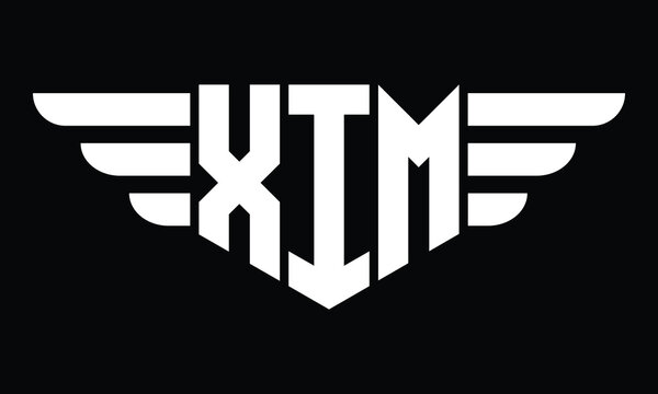 XIM three letter logo, creative wings shape logo design vector template. letter mark, word mark, monogram symbol on black & white.