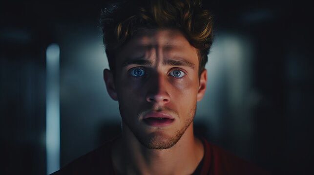 Expressive Portrait of a Young Person Displaying Shock or Worry