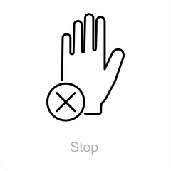 Stop and hand icon concept