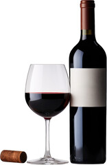 Wine Bottle with Blank Labe, transparent background , png
