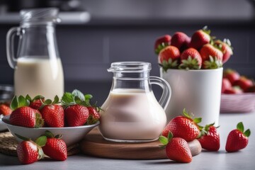 milk and strawberries