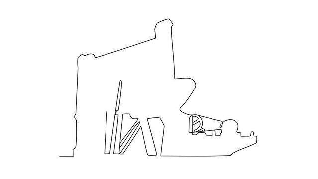 animated self drawing of a oil drilling equipment in the onshore oil and gas industry, animation illustration. Oil and gas onshore design concept. oil and gas design suitable for your asset.