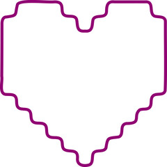Heart outline pixel style vector illustration. Pixel heart Love symbol hand drawing stylized design element