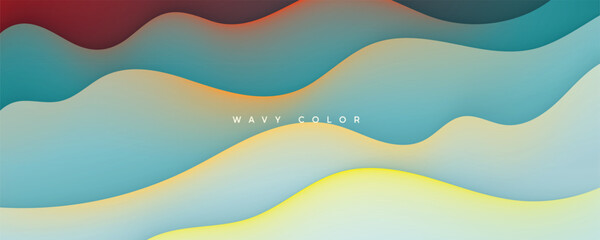 Yellow and blue wavy background papercut shape concept design