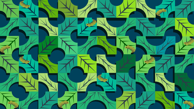 Fondo de hojas y orugas